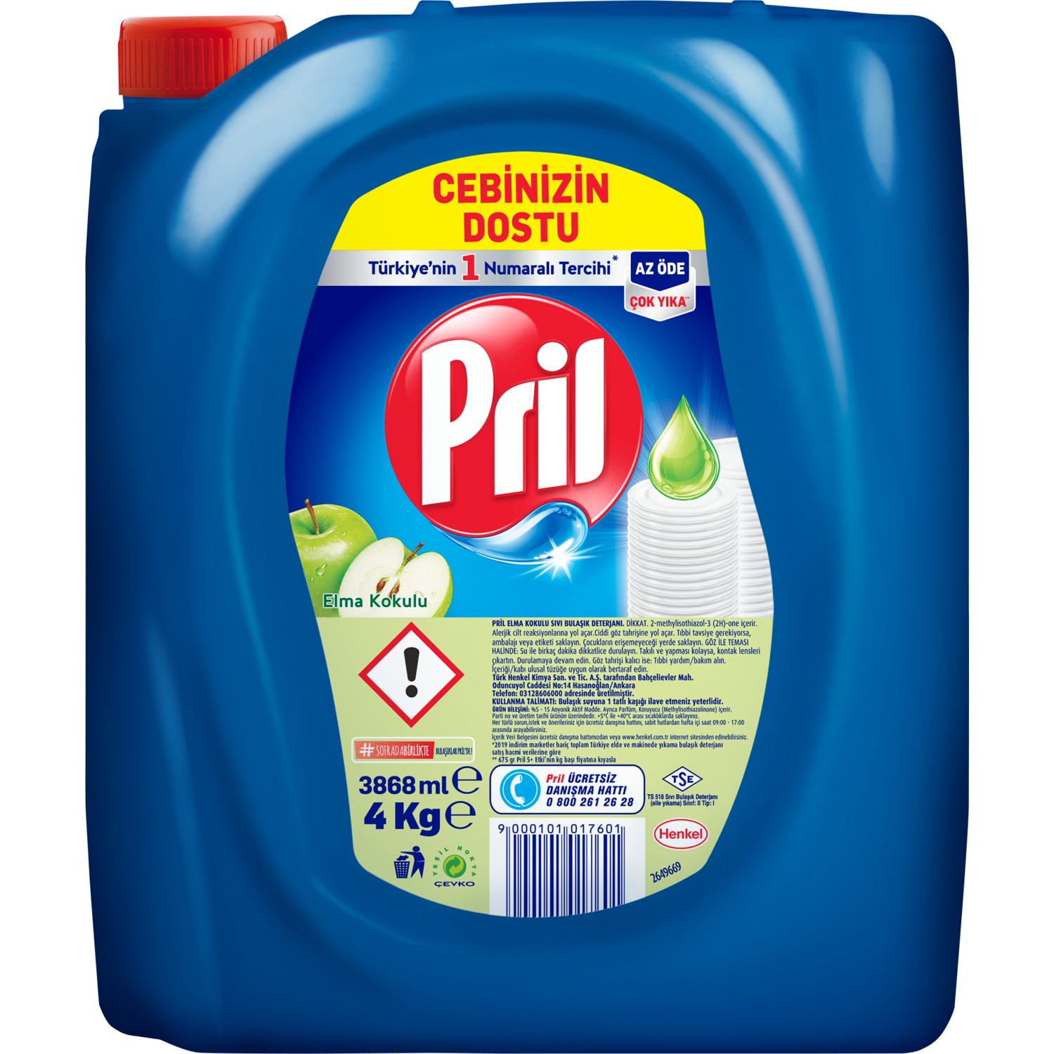 Pril Sıvı Elde Bulaşık Yıkama Deterjanı Elma 4 Kg.