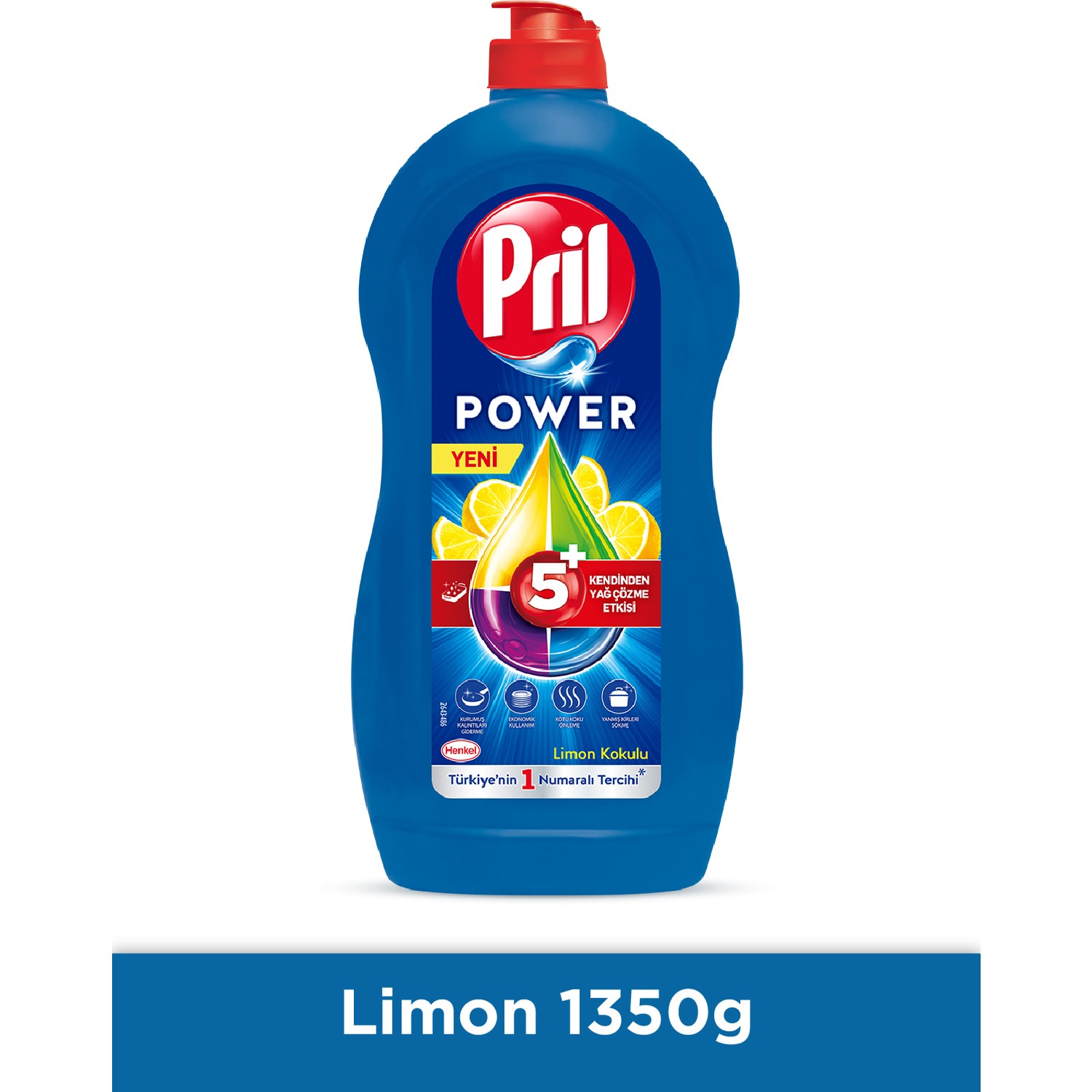 Pril Power 5+ Etki Sıvı Elde Bulaşık Yıkama Deterjanı Limon 1350 Gr.