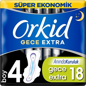 Orkid Ultra Extra Hijyenik Ped Gece Extra Süper Ekonomik Paket 18 Ped