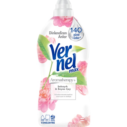 Vernel Max Konsantre Sıvı Çamaşır Yumuşatıcısı Şakayık&Beyaz Çay 1440ml 60 Yıkama